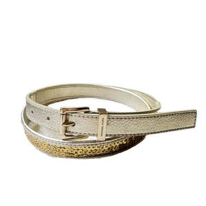 Michael Kors Thin Sequined Gold Belt, sz Medium